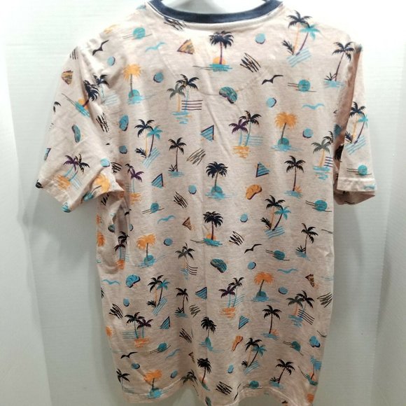 Mens Orange Hawaiian Palm Trees  Shirt Free Planet Size M Short Sleeve … - Picture 5 of 9